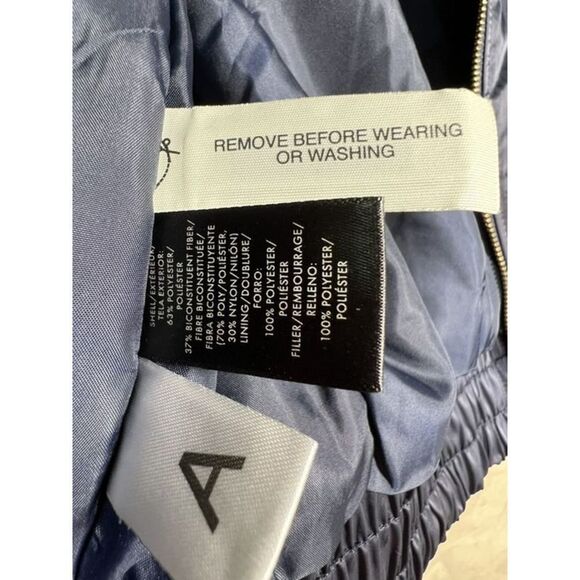 Ann Taylor Women's Navy Blue Satin Ribbed Bomber Jacket Size XXS - Picture 7 of 7